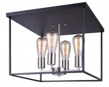 Canarm IFM701A16BKN - ROY, MBK + BN Color, 4 Lt Flush Mount, 60W Type A, 15 3/4&#34; W x 11 3/4&#34; H x 15 3/4&#34; D