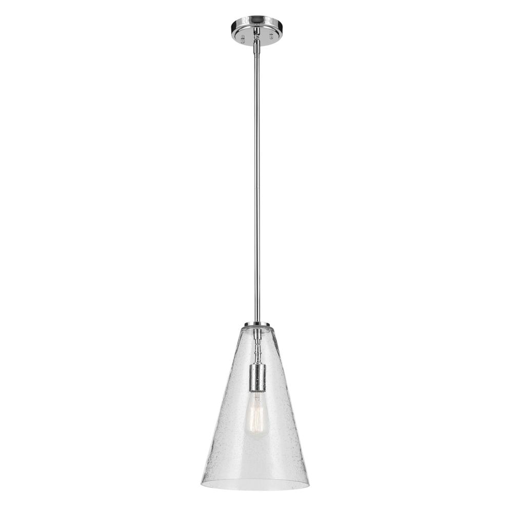 Everly 15.25&#34; 1-Light Cone Pendant with Clear Seeded Glass in Chrome