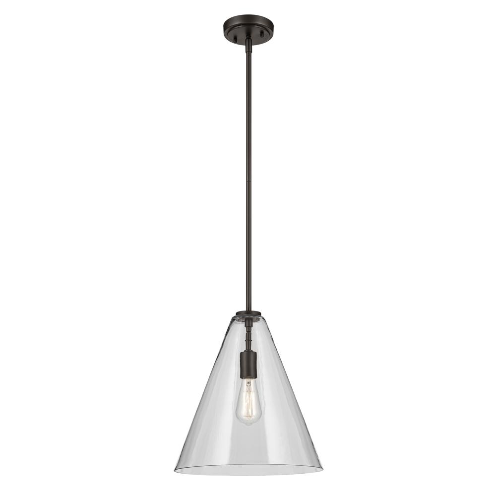 Everly 15.5&#34; 1-Light Cone Pendant with Clear Glass in Olde Bronze