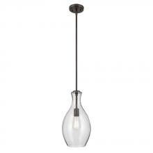 Kichler 42047OZCS - Everly 17.75&#34; 1-Light Bell Pendant with Clear Seeded Glass in Olde Bronze