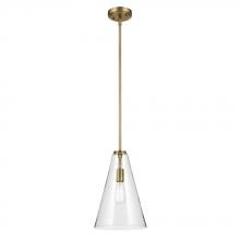 Kichler 42199NBRCS - Everly 15.25&#34; 1-Light Cone Pendant with Clear Seeded Glass in Natural Brass