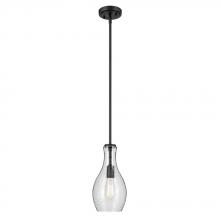 Kichler 42456BKCS - Everly 13.75&#34; 1-Light Bell Pendant with Clear Seeded Glass in Black