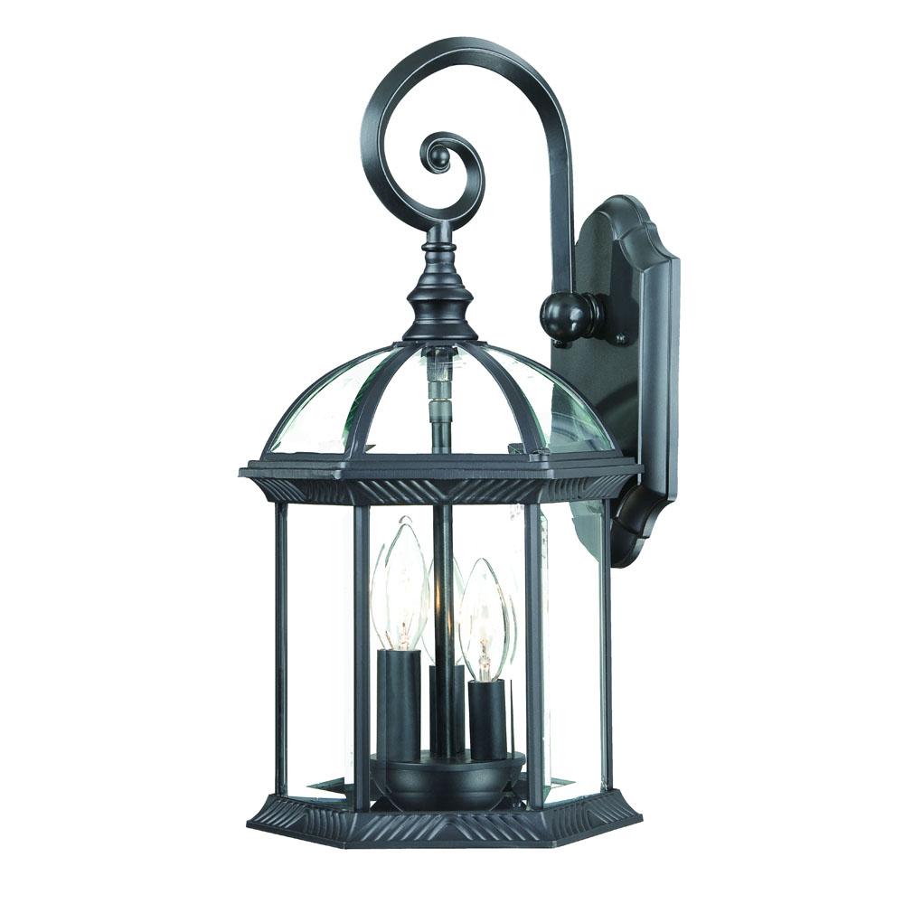 Dover Collection Wall-Mount 3-Light Outdoor Matte Black Light Fixture