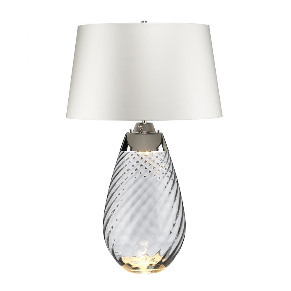 Large Lena Table Lamp in Smoke with Off White Satin Shade