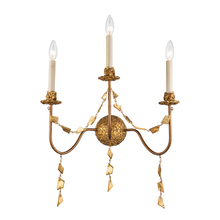 Lucas McKearn SC1158-3 - Mosaic 3-Light Flambeau Inspired Wall Sconce in Antique Gold