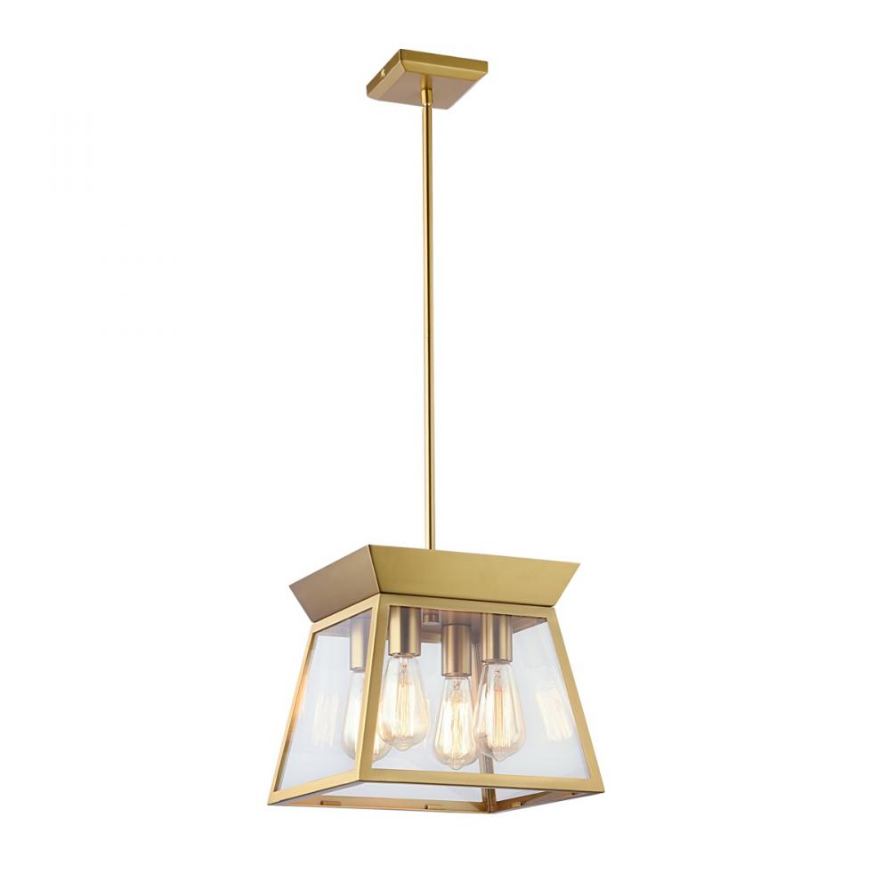 Lucian 4 Light Chandelier 12&#34; Diameter Brushed Brass