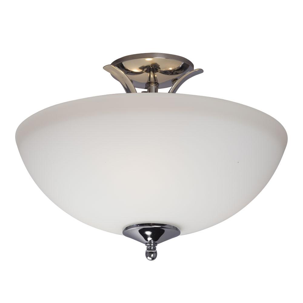 16&#34; Chrome Semi-Flush Ceiling Fixture with White Glass