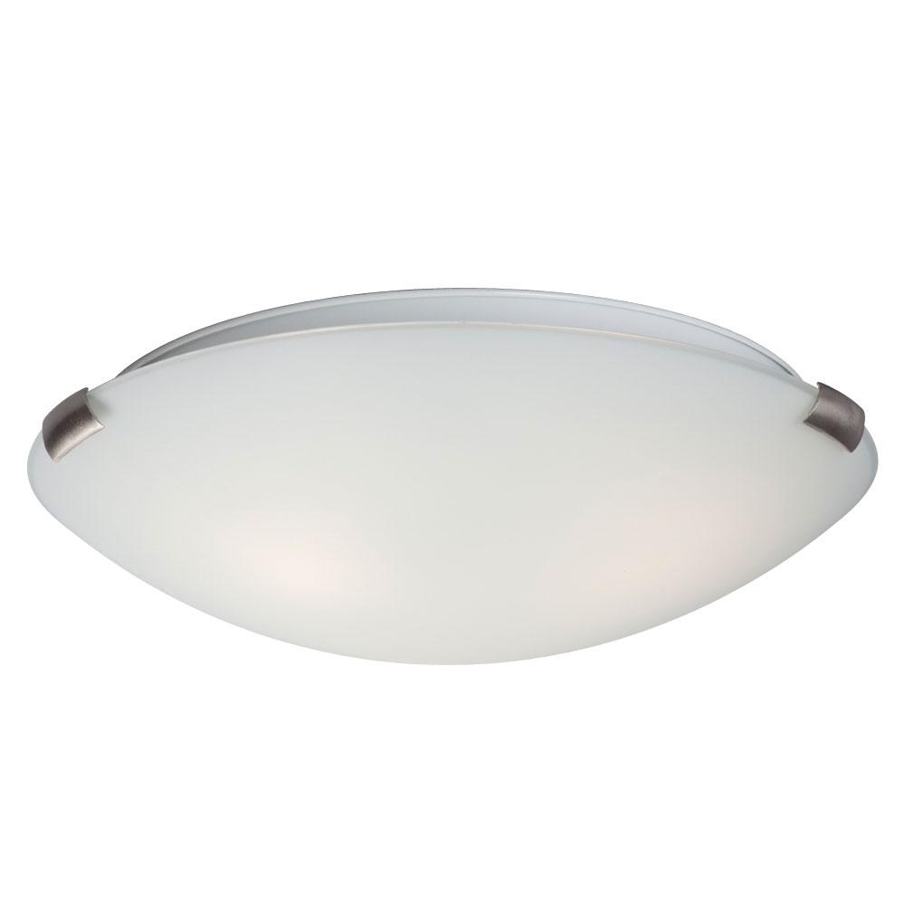 Flush Mount Ceiling Light - in Brushed Nickel finish with White Glass