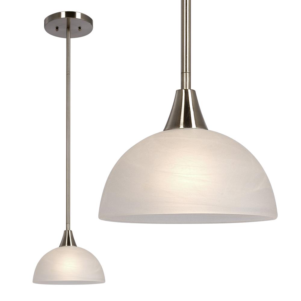 Mini Pendant w/6&#34;,12&#34;,18&#34; Extension Rods - Brushed Nickel w/ Marbled Glass