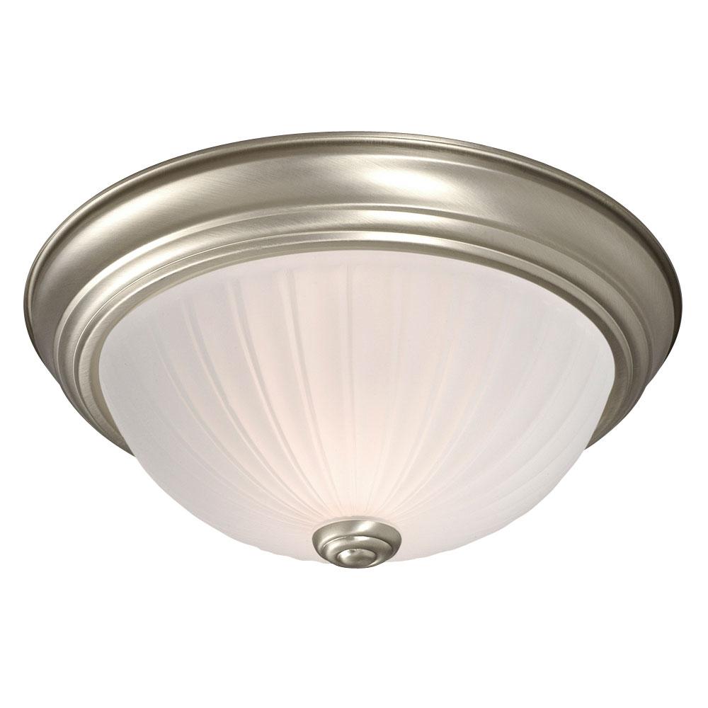 Flush Mount Ceiling Light - in Pewter finish with Frosted Melon Glass