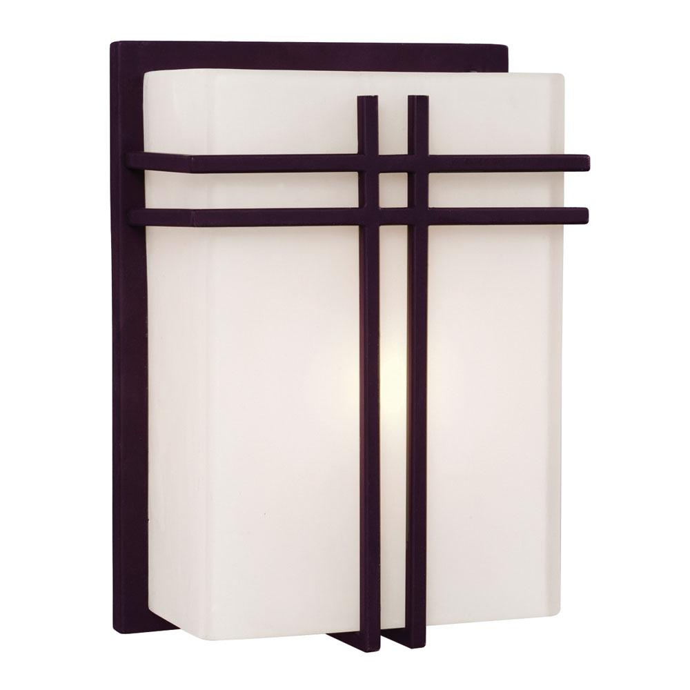 LED Wall Sconce - in Bronze finish with Satin White Glass (Suitable for Indoor or Outdoor Use)