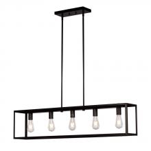 Galaxy Lighting 926757BK - 5L Linear Pendant BK with 6&#34;,12&#34; & 18&#34; Ext. Rods and Swivel