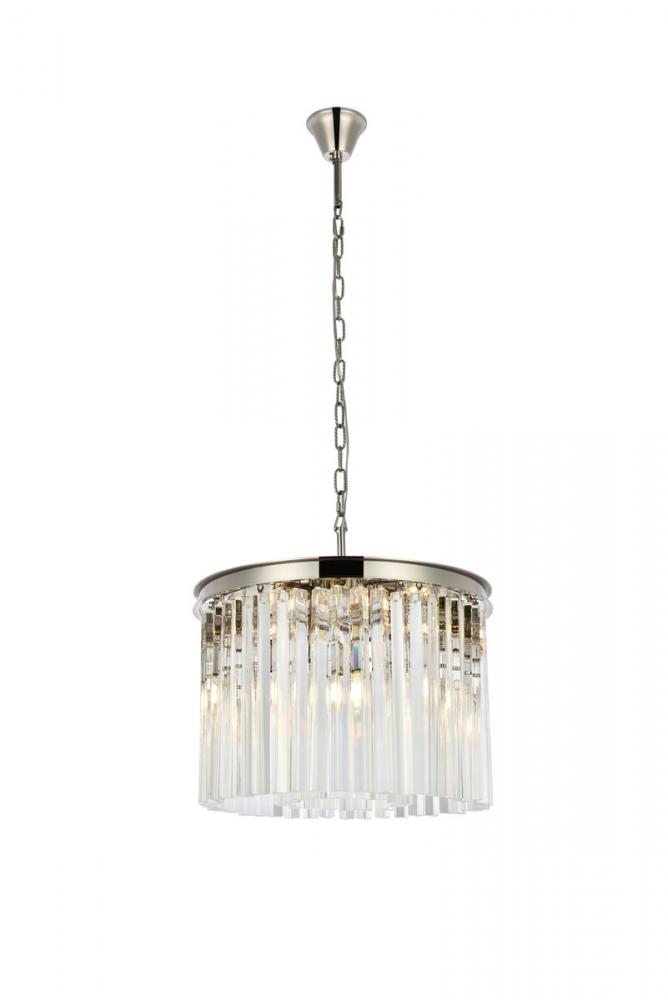 Sydney 6 light polished nickel Pendant Clear Royal Cut Crystal