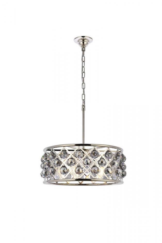 Madison 5 light polished Nickel Chandelier Silver Shade (Grey) Royal Cut Crystal