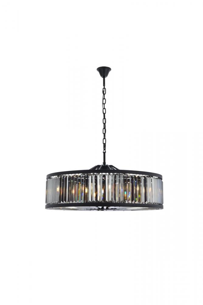 Chelsea 10 light Matte Black Chandelier Silver Shade (Grey) Royal Cut Crystal