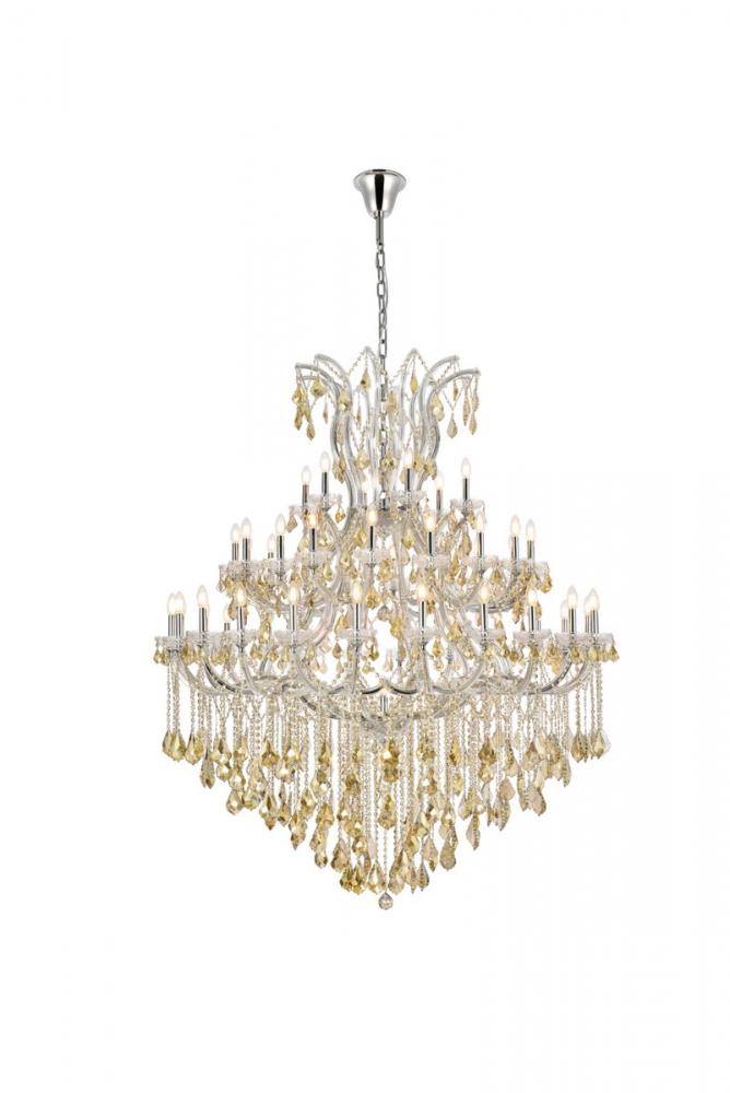 Maria Theresa 49 Light Chrome Chandelier Golden Teak (Smoky) Royal Cut Crystal