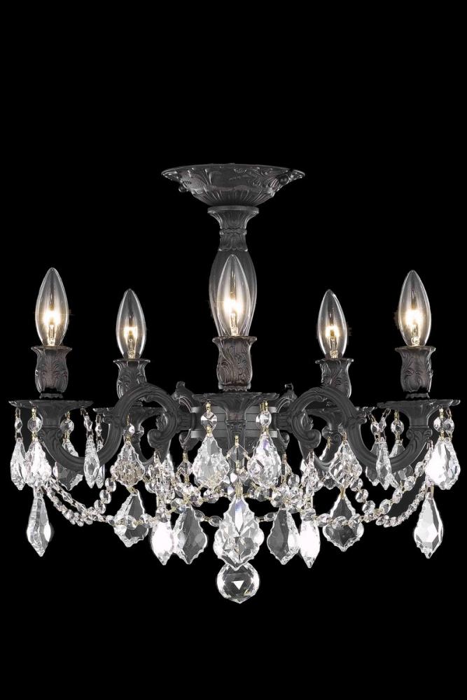 Rosalia 5 Light Dark Bronze Flush Mount Clear Royal Cut Crystal