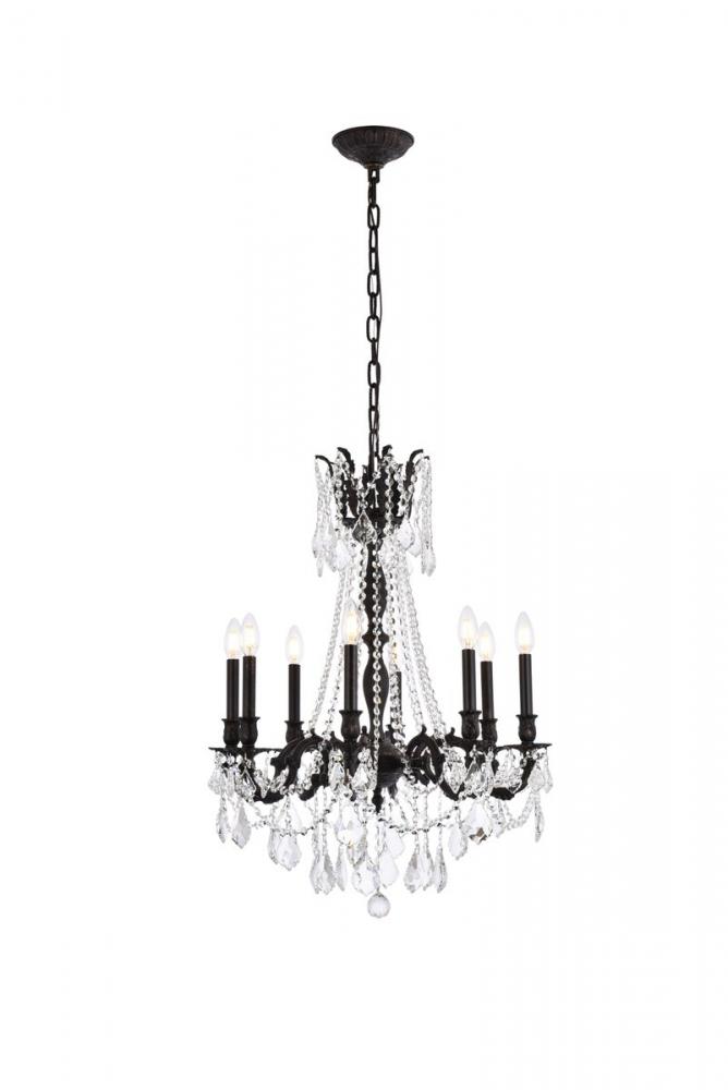 Rosalia 8 Light Dark Bronze Chandelier Clear Royal Cut Crystal