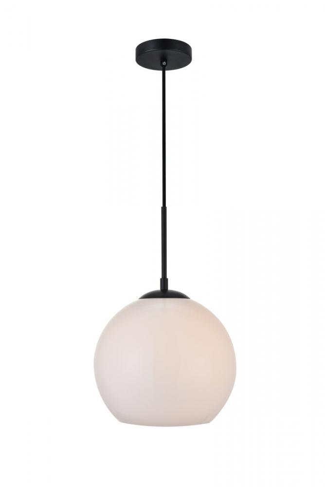 Baxter 1 Light Black Pendant With Frosted White Glass