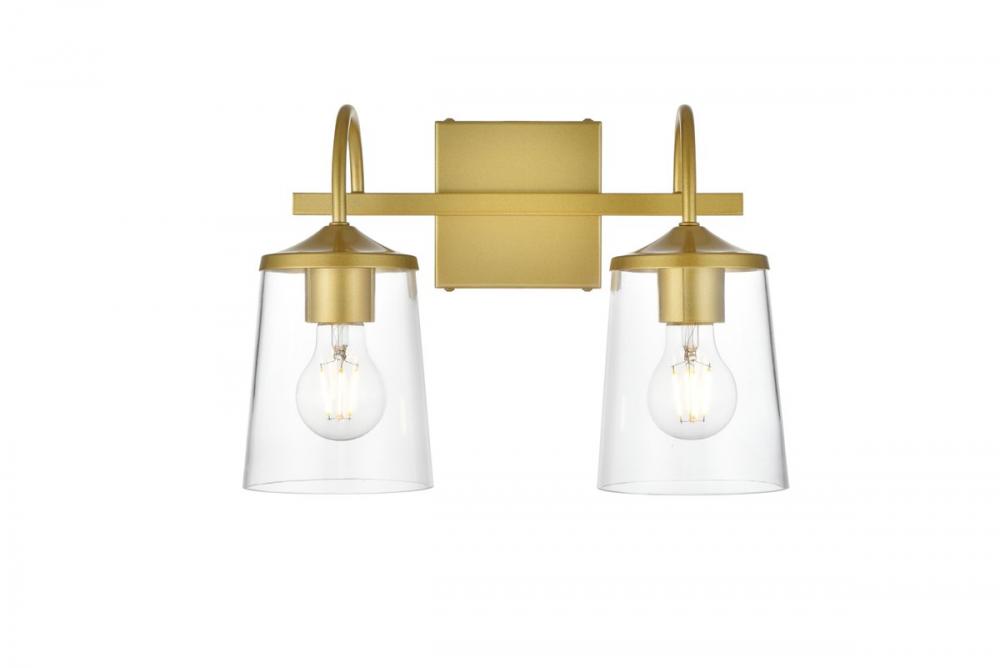 Avani 2 light Brass and Clear Bath Sconce