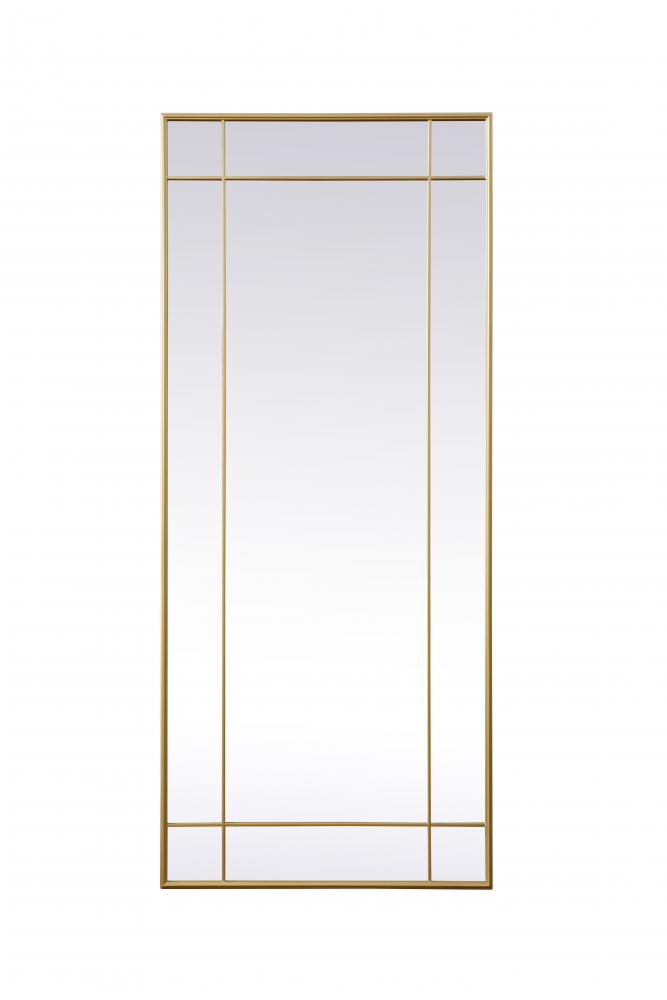 French Panel Full Length Mirror 30x70 Inch In Brass