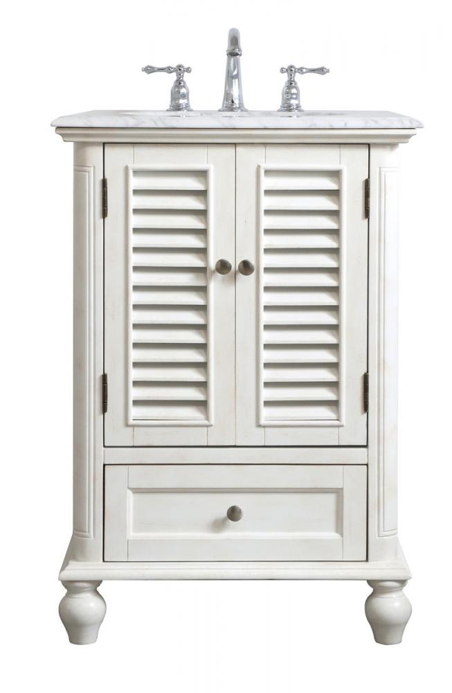 24 inch Single Bathroom Vanity in Antique White