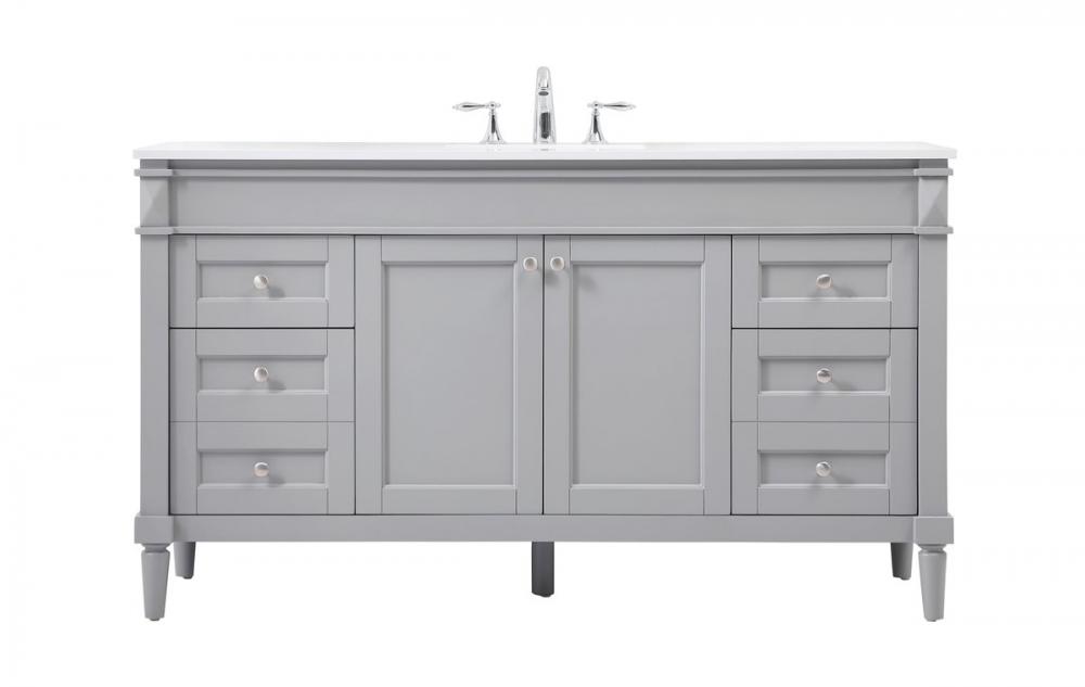 60 inch Single bathroom vanity in grey