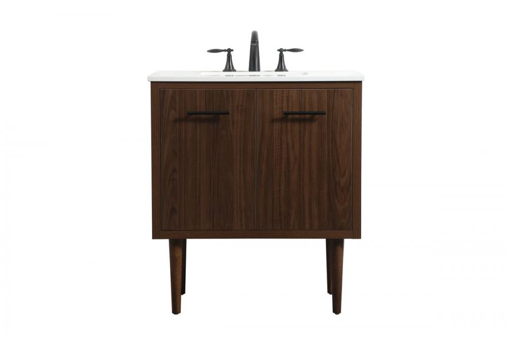 30 inch Single bathroom vanity in walnut