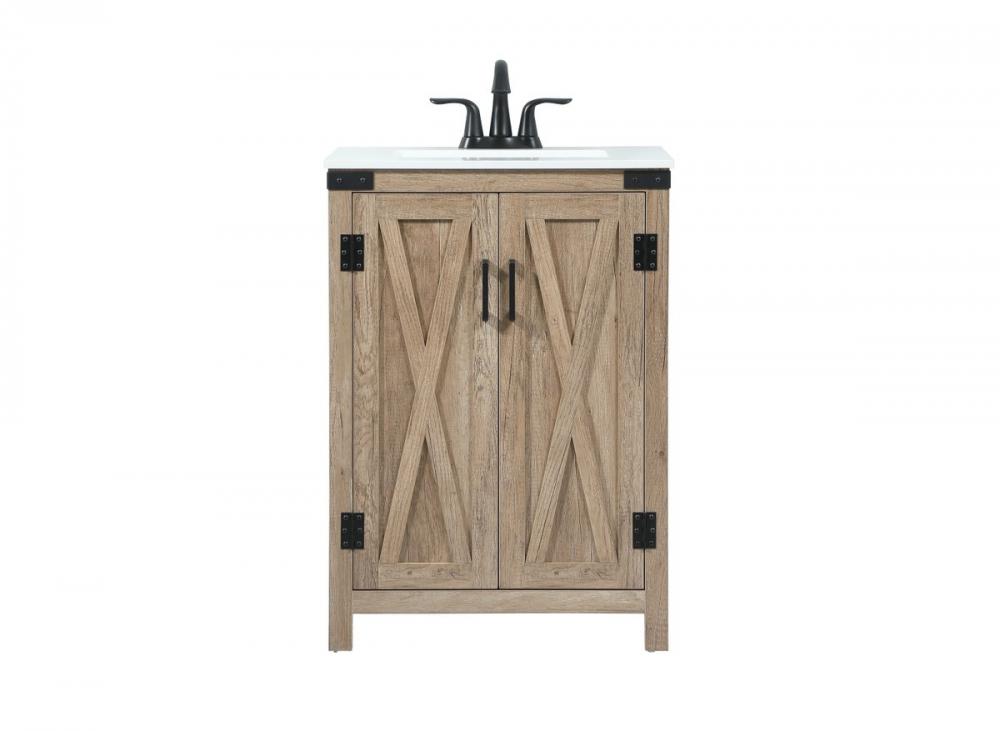 24 inch Single bathroom vanity in natural oak