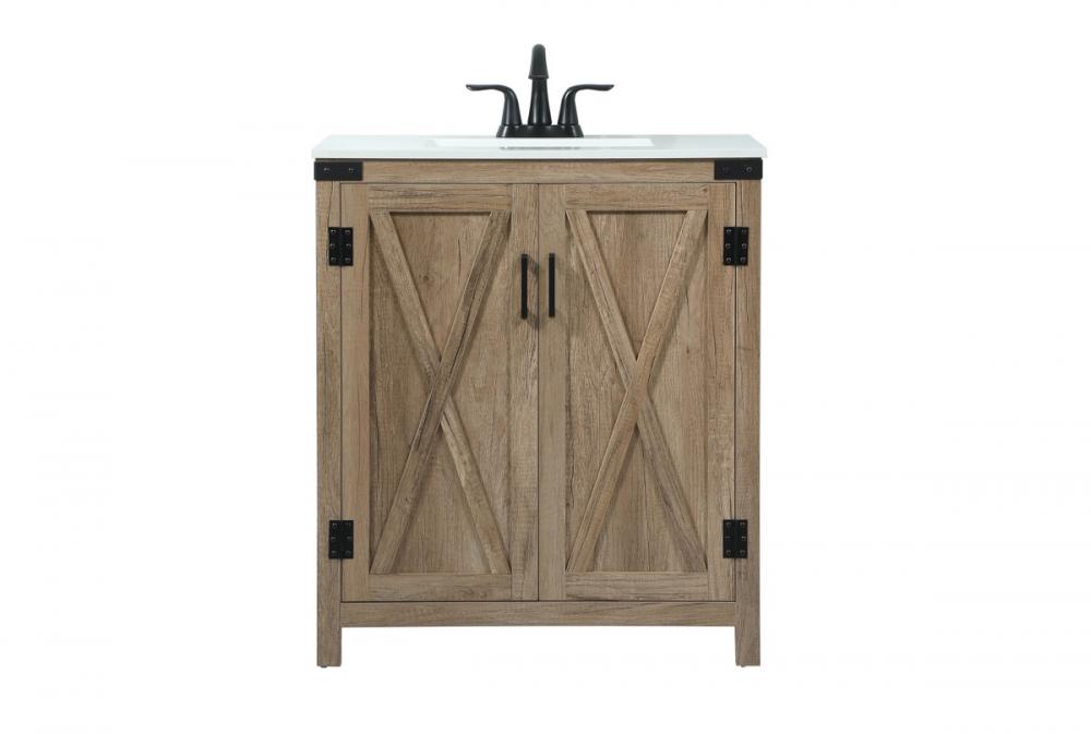 30 inch Single bathroom vanity in natural oak