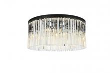 Elegant 1208F31MB/RC - Sydney 8 Light Matte Black Flush Mount Clear Royal Cut Crystal