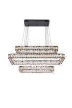 Elegant 3504G42L3BK - Monroe 42 Inch LED Triple Rectangle Pendant in Black