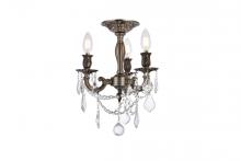 Elegant 9203F13PW/RC - Rosalia 3 Light Pewter Flush Mount Clear Royal Cut Crystal