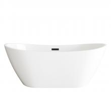 Elegant BT10372GW-MBK - 72 inch Soaking Bathtub in Glossy White with Matte Black Trim