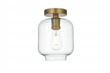 Elegant LD2270SG - Collier 7.5 Inch Flush Mount Clear Shade in Satin Gold