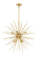 Elegant LD5039D30BR - Timber 8 Light Brass Pendant