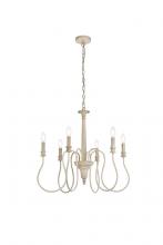 Elegant LD7044D26WD - Flynx 6 lights pendant in weathered dove