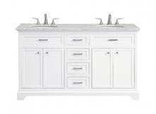 Elegant VF15060DWH - 60 In. Double Bathroom Vanity Set in White