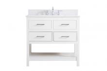 Elegant VF19036WH-BS - 36 Inch Single Bathroom Vanity in White with Backsplash