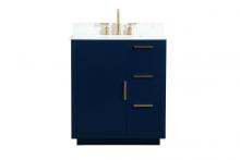 Elegant VF19430BL-BS - 30 Inch Single Bathroom Vanity in Blue with Backsplash