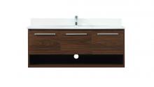 Elegant VF43548MWT-BS - 48 Inch Single Bathroom Vanity in Walnut with Backsplash