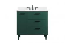 Elegant VF47036MGN-BS - 36 Inch Bathroom Vanity in Green with Backsplash