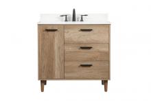 Elegant VF47036NT-BS - 36 Inch Single Bathroom Vanity in Natural Oak with Backsplash