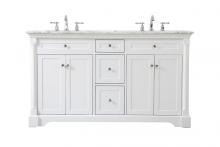 Elegant VF53060DWH - 60 Inch Double Bathroom Vanity in White