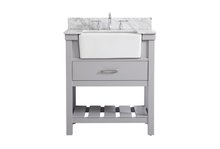 Elegant VF60130GR-BS - 30 Inch Single Bathroom Vanity in Grey with Backsplash