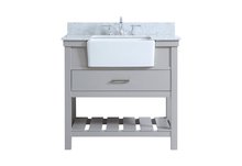 Elegant VF60136GR-BS - 36 Inch Single Bathroom Vanity in Grey with Backsplash