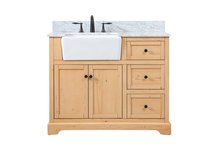 Elegant VF60242NW-BS - 42 Inch Single Bathroom Vanity in Natural Wood with Backsplash