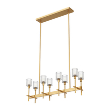 Alora Lighting LP314308VBRC - SALITA 8 LIGHT LINEAR PENDANT VINTAGE BRASS RIBBED CRYSTAL