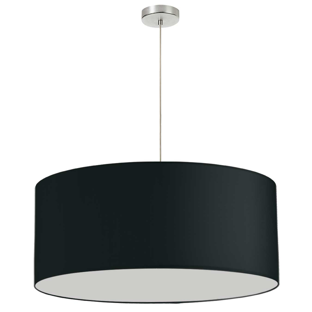 1 Light, 28&#34; Drum Shade Pendant, No Bottom Diffuser, Black Fabric