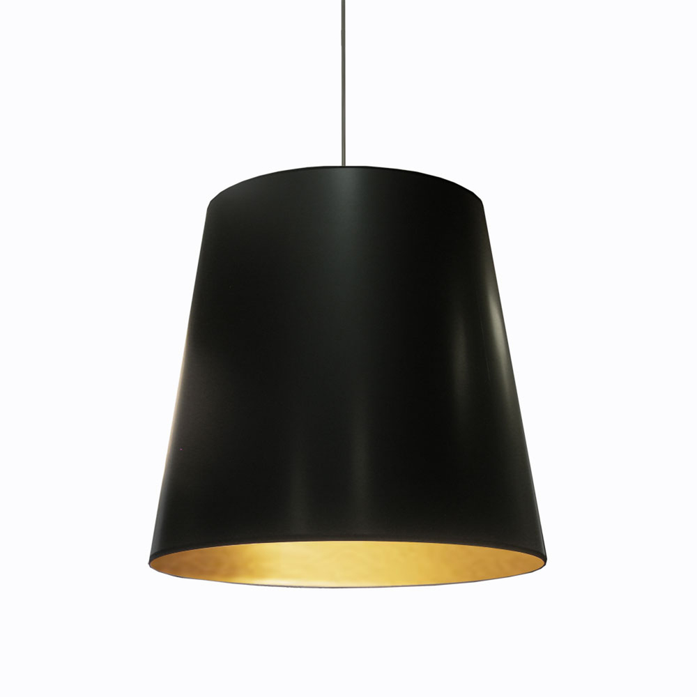 1 Light Tapered Drum Pendant with Black on Gold Shade